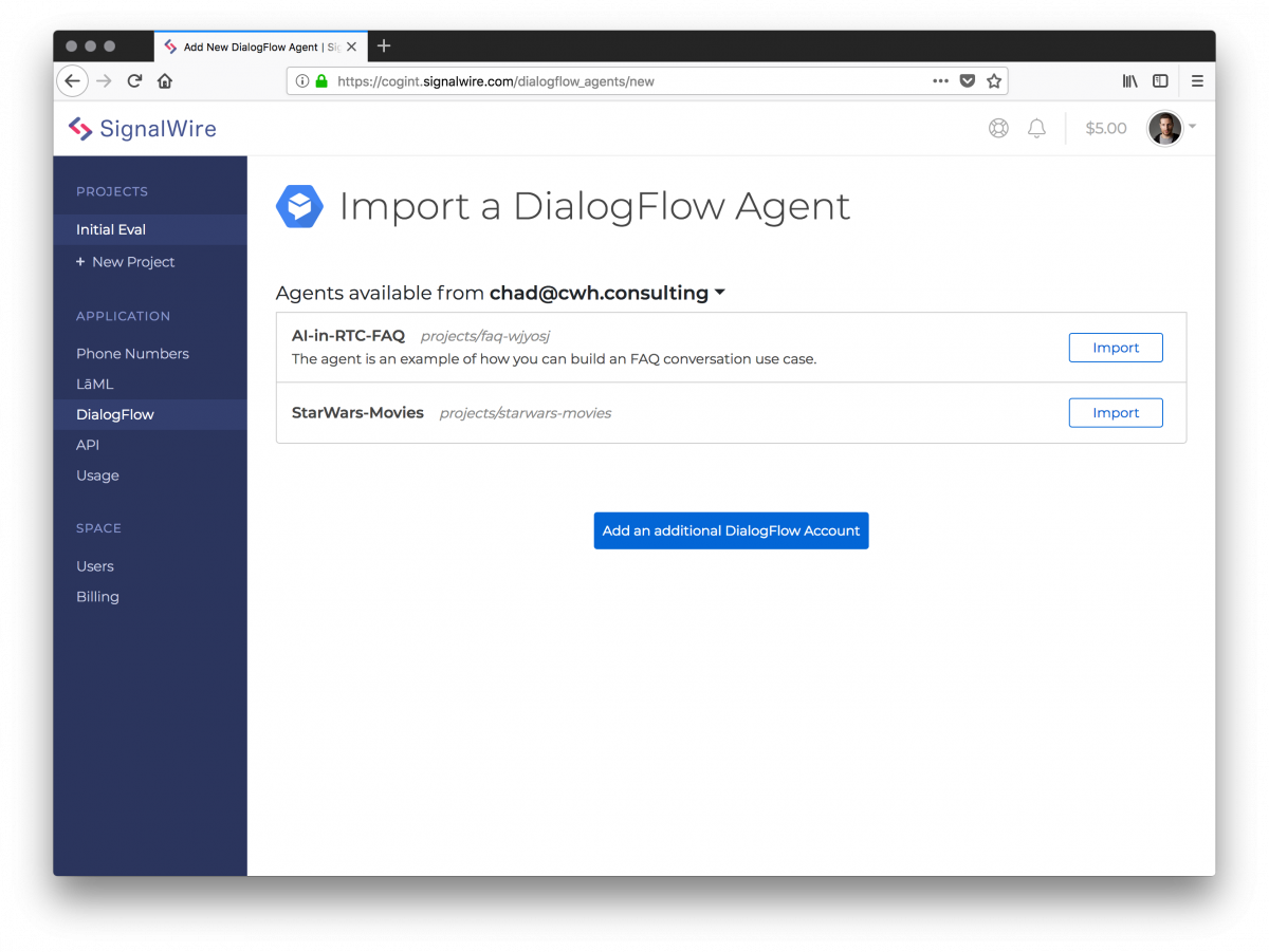 SignalWire's Dialogflow Connector